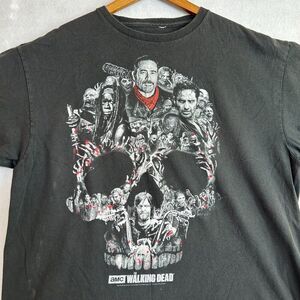 Walking Dead Shirt Mens Large Faded Black Skull Graphic Movie Promo AMC Boxy